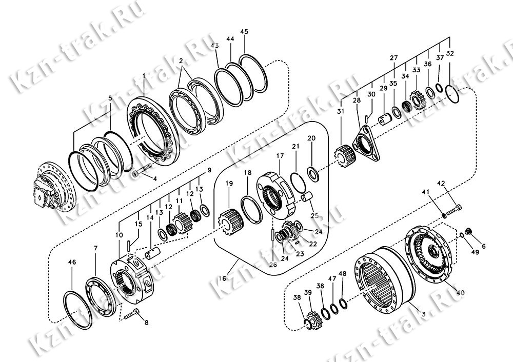 Схема сборки планетарной шестерни Volvo EC460