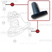 Палец (Нижний узел крепления поворотной бабки к каретке) [ 6114960M91 ] для Terex TLB840 , TLB890 , TLB990